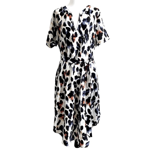 SHEIN Dresses & Skirts - NWOT SHEIN Allover Print Notch Neck Belted Midi Dress